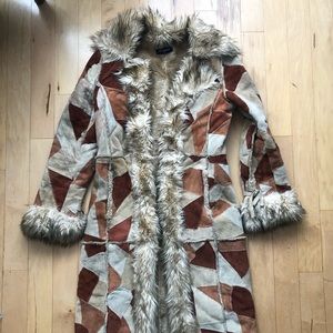 TOPSHOP Faux Shearling with Faux fur Trim
